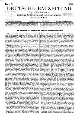 Deutsche Bauzeitung 〈Berlin〉 Donnerstag 11. Juli 1872