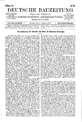 Deutsche Bauzeitung 〈Berlin〉 Donnerstag 8. August 1872