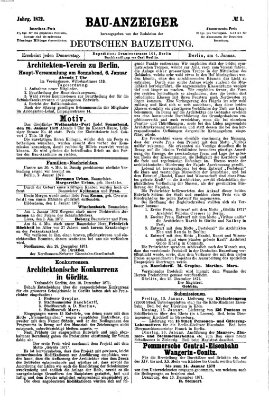 Bau-Anzeiger Donnerstag 4. Januar 1872