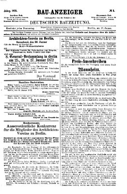 Bau-Anzeiger Mittwoch 17. Januar 1872