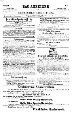 Bau-Anzeiger Donnerstag 18. April 1872