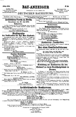 Bau-Anzeiger Donnerstag 18. Juli 1872