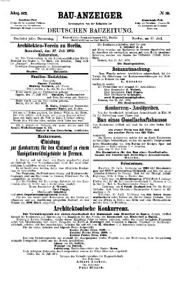 Bau-Anzeiger Donnerstag 25. Juli 1872