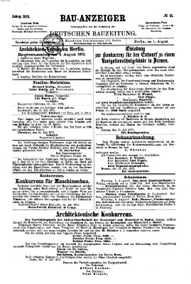 Bau-Anzeiger Donnerstag 1. August 1872