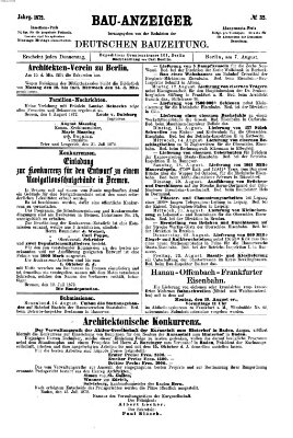 Bau-Anzeiger Mittwoch 7. August 1872