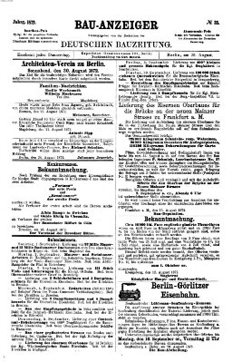 Bau-Anzeiger Donnerstag 29. August 1872