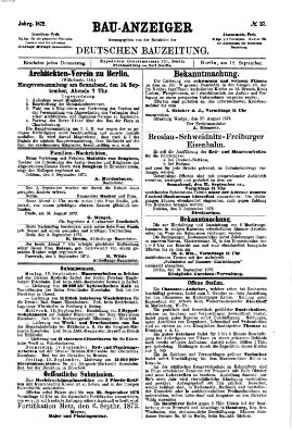 Bau-Anzeiger Donnerstag 12. September 1872