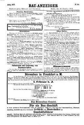 Bau-Anzeiger Samstag 12. Oktober 1872