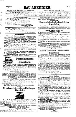 Bau-Anzeiger Samstag 19. Oktober 1872