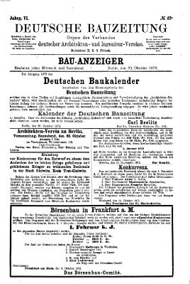 Bau-Anzeiger Mittwoch 23. Oktober 1872