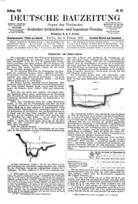 Deutsche Bauzeitung 〈Berlin〉 Samstag 8. Februar 1873