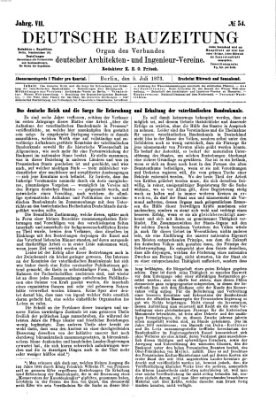 Deutsche Bauzeitung 〈Berlin〉 Samstag 5. Juli 1873