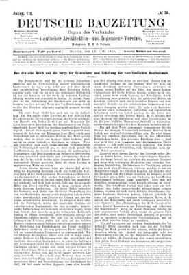 Deutsche Bauzeitung 〈Berlin〉 Samstag 12. Juli 1873