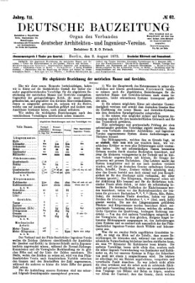 Deutsche Bauzeitung 〈Berlin〉 Samstag 2. August 1873