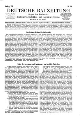 Deutsche Bauzeitung 〈Berlin〉 Samstag 20. September 1873