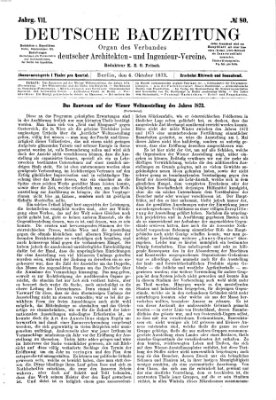 Deutsche Bauzeitung 〈Berlin〉 Samstag 4. Oktober 1873