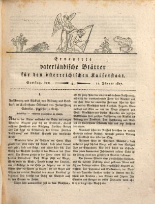 Erneuerte vaterländische Blätter für den österreichischen Kaiserstaat Samstag 11. Januar 1817