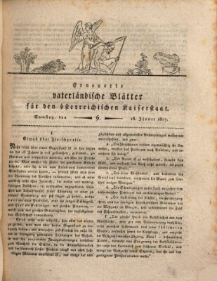 Erneuerte vaterländische Blätter für den österreichischen Kaiserstaat Samstag 18. Januar 1817