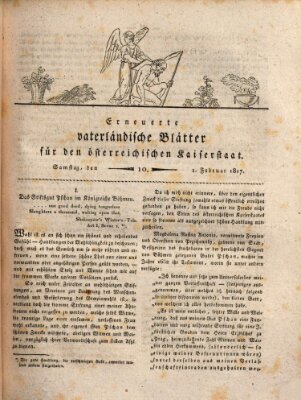 Erneuerte vaterländische Blätter für den österreichischen Kaiserstaat Samstag 1. Februar 1817