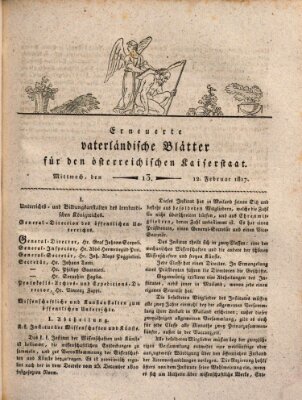 Erneuerte vaterländische Blätter für den österreichischen Kaiserstaat Mittwoch 12. Februar 1817