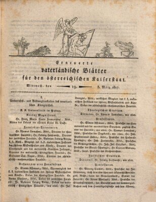 Erneuerte vaterländische Blätter für den österreichischen Kaiserstaat Mittwoch 5. März 1817