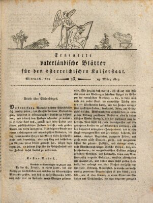 Erneuerte vaterländische Blätter für den österreichischen Kaiserstaat Mittwoch 19. März 1817