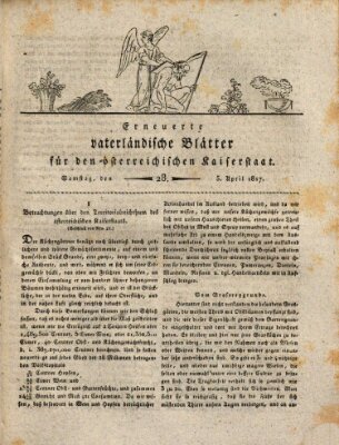 Erneuerte vaterländische Blätter für den österreichischen Kaiserstaat Samstag 5. April 1817