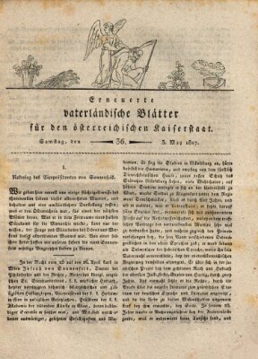 Erneuerte vaterländische Blätter für den österreichischen Kaiserstaat Samstag 3. Mai 1817