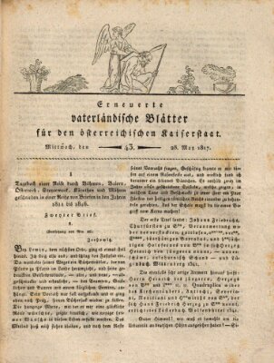 Erneuerte vaterländische Blätter für den österreichischen Kaiserstaat Mittwoch 28. Mai 1817