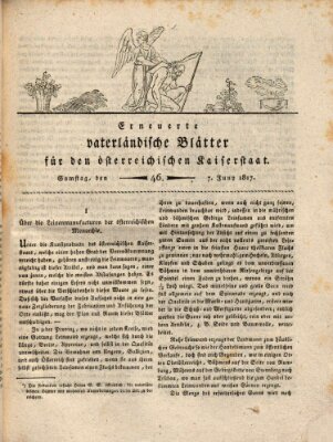 Erneuerte vaterländische Blätter für den österreichischen Kaiserstaat Samstag 7. Juni 1817