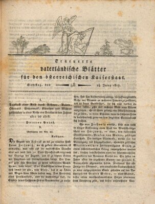 Erneuerte vaterländische Blätter für den österreichischen Kaiserstaat Samstag 14. Juni 1817