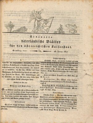 Erneuerte vaterländische Blätter für den österreichischen Kaiserstaat Samstag 28. Juni 1817