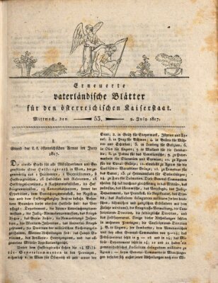 Erneuerte vaterländische Blätter für den österreichischen Kaiserstaat Mittwoch 2. Juli 1817