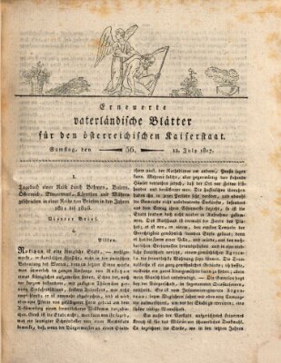 Erneuerte vaterländische Blätter für den österreichischen Kaiserstaat Samstag 12. Juli 1817