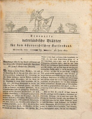 Erneuerte vaterländische Blätter für den österreichischen Kaiserstaat Mittwoch 23. Juli 1817