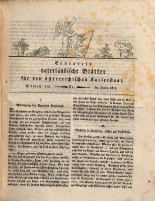 Erneuerte vaterländische Blätter für den österreichischen Kaiserstaat Mittwoch 30. Juli 1817