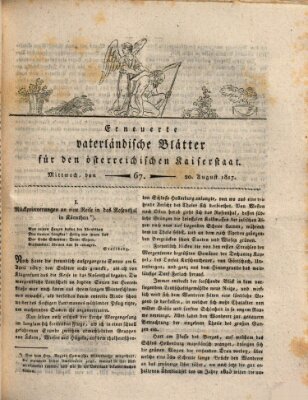 Erneuerte vaterländische Blätter für den österreichischen Kaiserstaat Mittwoch 20. August 1817