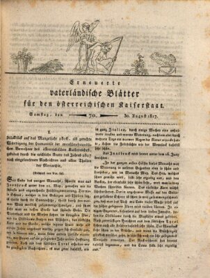 Erneuerte vaterländische Blätter für den österreichischen Kaiserstaat Samstag 30. August 1817