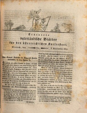 Erneuerte vaterländische Blätter für den österreichischen Kaiserstaat Mittwoch 3. September 1817