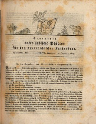 Erneuerte vaterländische Blätter für den österreichischen Kaiserstaat Mittwoch 1. Oktober 1817