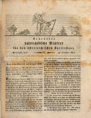 Erneuerte vaterländische Blätter für den österreichischen Kaiserstaat Mittwoch 22. Oktober 1817