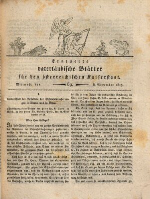 Erneuerte vaterländische Blätter für den österreichischen Kaiserstaat Mittwoch 5. November 1817