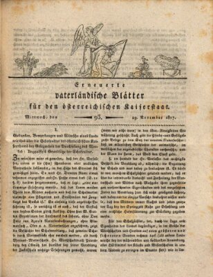 Erneuerte vaterländische Blätter für den österreichischen Kaiserstaat Mittwoch 19. November 1817