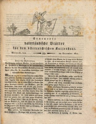 Erneuerte vaterländische Blätter für den österreichischen Kaiserstaat Mittwoch 10. Dezember 1817