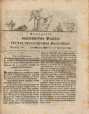 Erneuerte vaterländische Blätter für den österreichischen Kaiserstaat Mittwoch 17. Dezember 1817