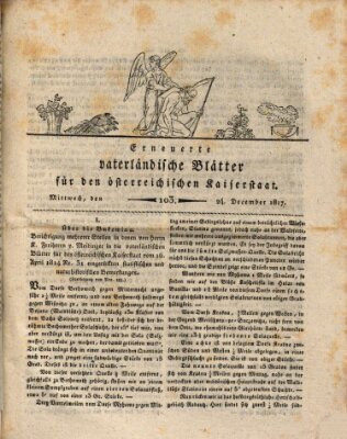 Erneuerte vaterländische Blätter für den österreichischen Kaiserstaat Mittwoch 24. Dezember 1817