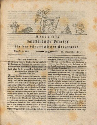 Erneuerte vaterländische Blätter für den österreichischen Kaiserstaat Samstag 27. Dezember 1817