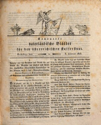 Erneuerte vaterländische Blätter für den österreichischen Kaiserstaat Samstag 3. Januar 1818