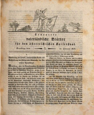 Erneuerte vaterländische Blätter für den österreichischen Kaiserstaat Samstag 10. Januar 1818