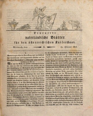 Erneuerte vaterländische Blätter für den österreichischen Kaiserstaat Mittwoch 21. Januar 1818